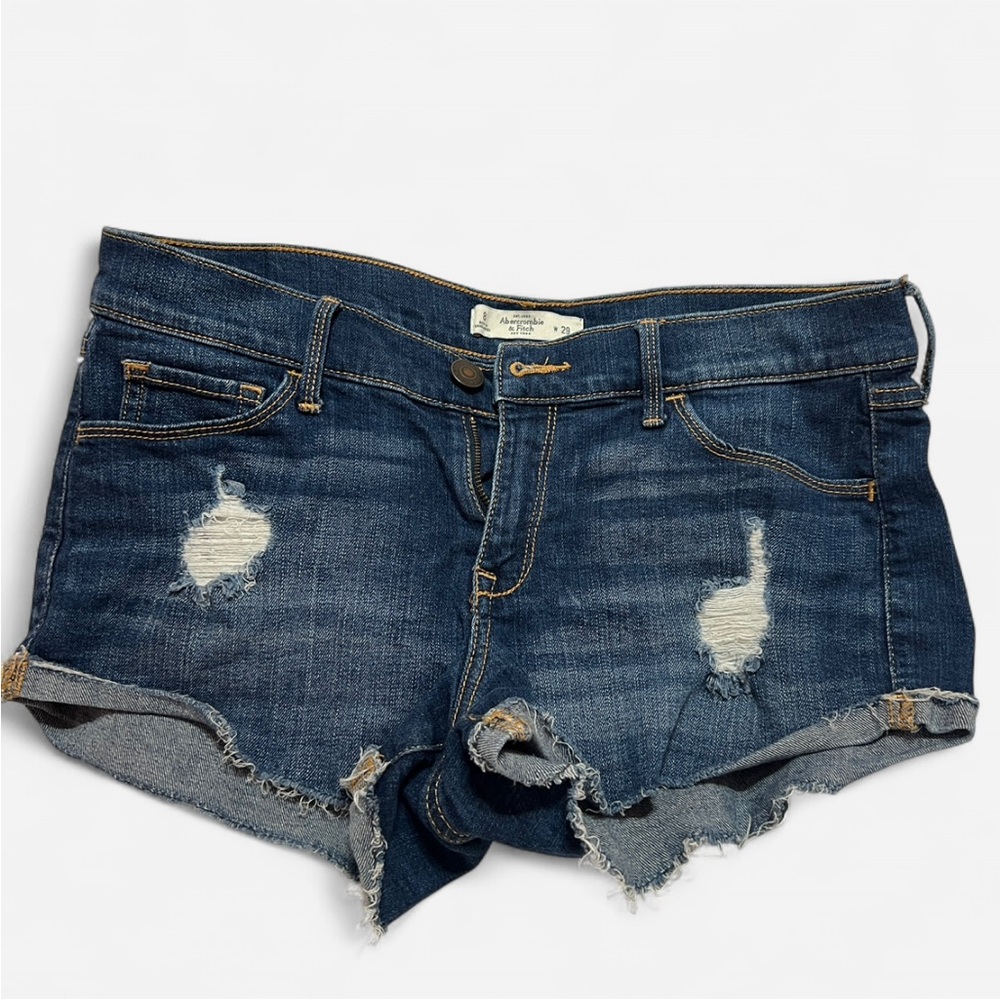 Abercrombie & Fitch Distressed Blue Jean Shorts
